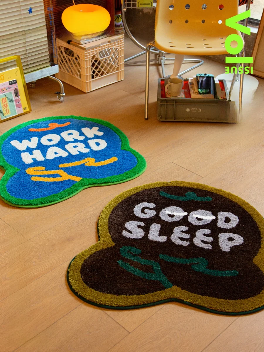 

Original Cartoon Ferm Living Flocking Carpet Children's Bedroom Study Room Bedside Mat Polyester Fiber Machine Knitted Home D...