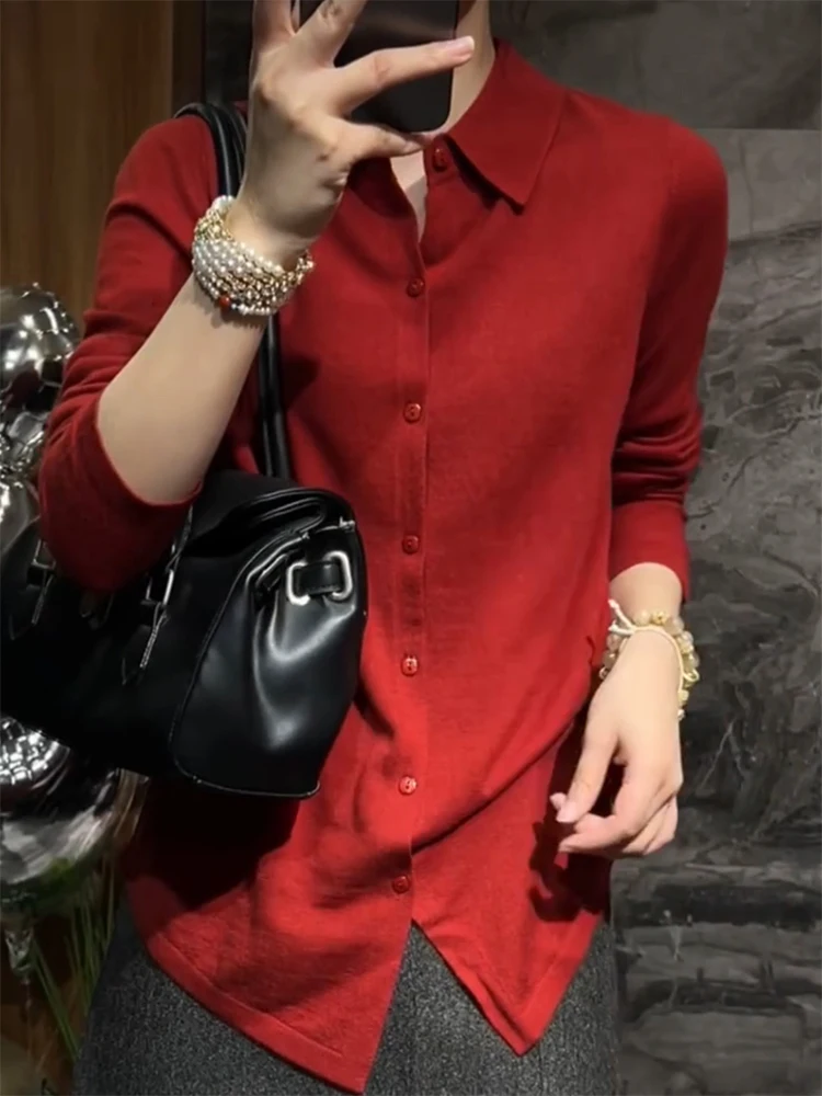 

Винтажный вязаный кардиган Ele большого размера: универсальный, стройнящий топ для осени и зимы в корейском стиле, повседневный и комфортный