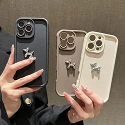3D Cute Sliver Balloon Dog Phone Case For iPhone 16 Pro Max 15 14 13 12 11 X XS XR 7 8 Plus Shockproof Silicone Soft Candy Cover