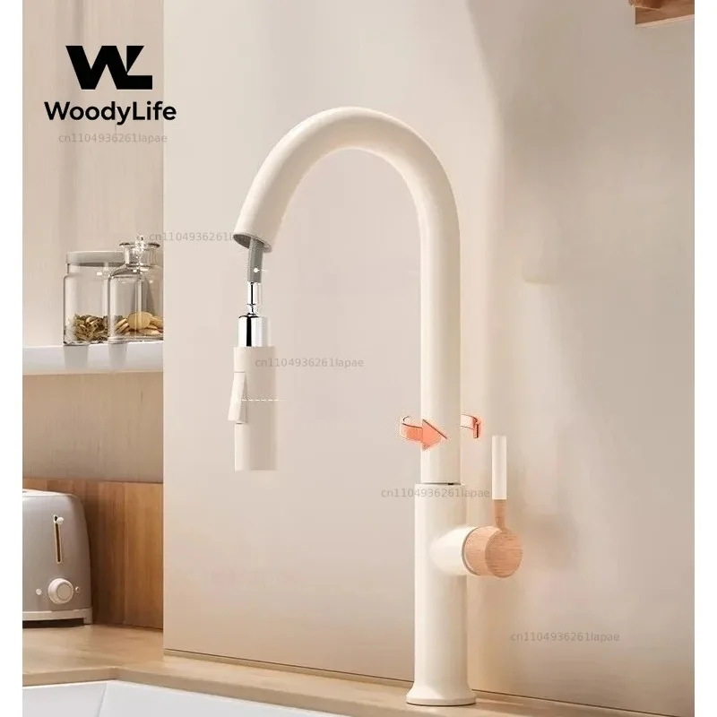 wooden-cream-pull-out-hot-and-cold-all-copper-faucet-kitchen-retractable-rotating-vegetable-washing-sink-faucet