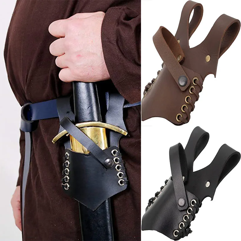 Conjunto de espada medieval, sapo, suporte de couro pu, bainha, ard, medieval, renaissance, ideal para lare festa