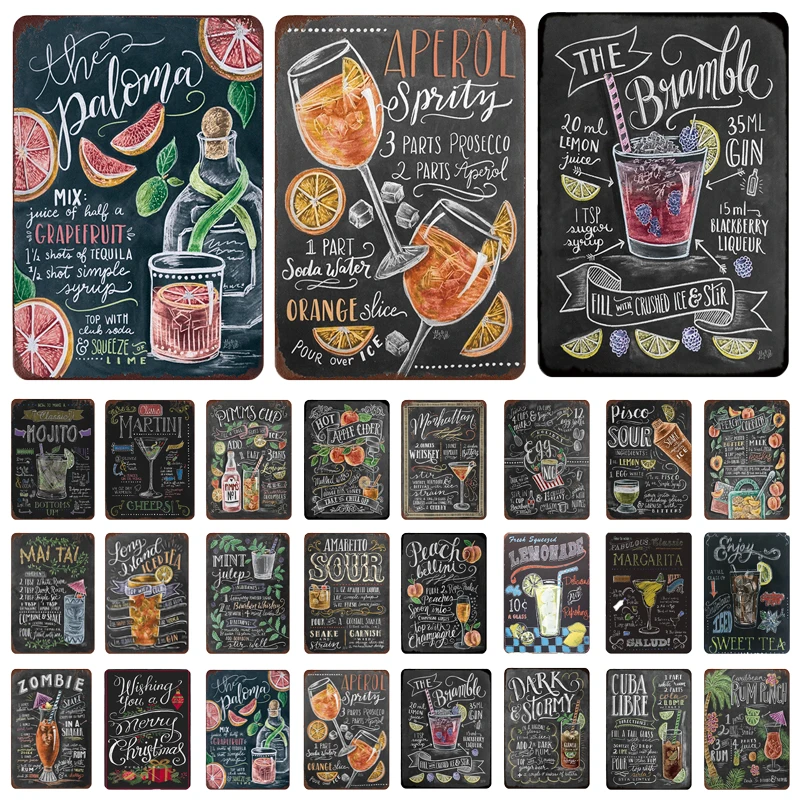 

Винтажный Ретро коктейльный жестяной знак, металлическая пластина, винтажные плакаты, настенное украшение для бара, паба, клуба, мужская пещера, Настенный декор shhyy