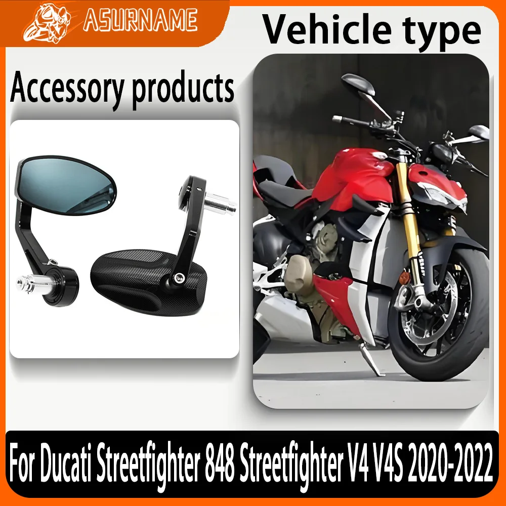 

Motorcycle Handlebar Mirror For Ducati Streetfighter 848 Streetfighter V4 V4S 2020-2022 CNC Handlebar Rear View Mirror