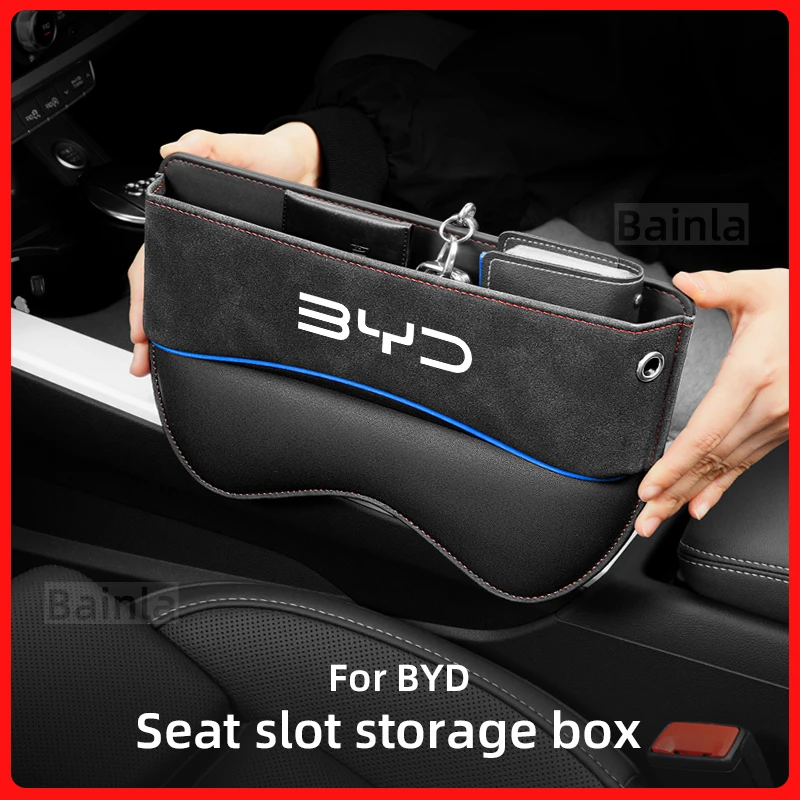 Customize car front seat gap filler organizer Storage Box suede, For BYD SHARK Han EV Seagull Dolphin DM-i Song Pro Max SEAL