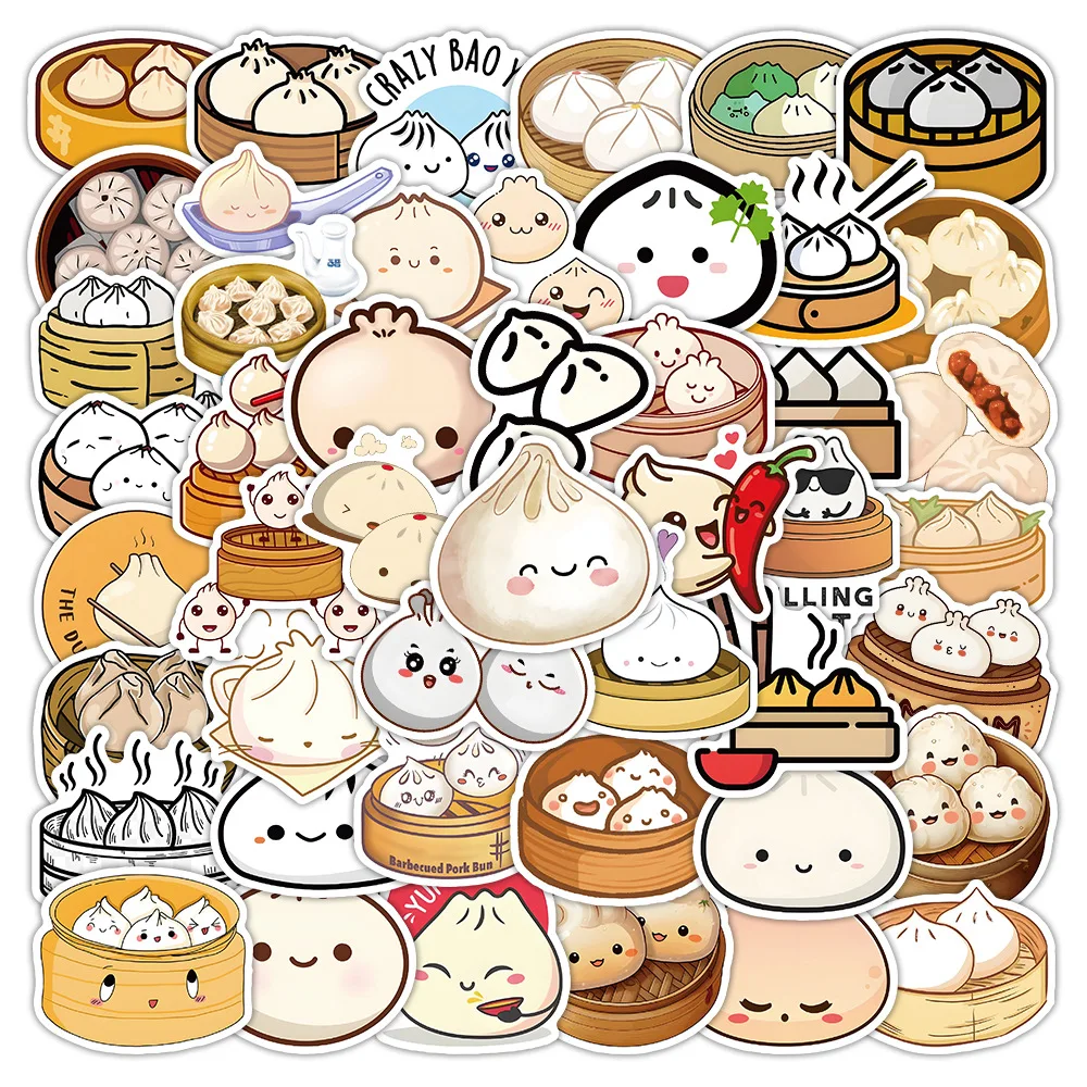 

10/54PCS Baozi Meme Stickers Chinese Breakfast Cartoon Sticker Food Decoration Fridge Laptop Phone Guitar Car Bike Decals Toy