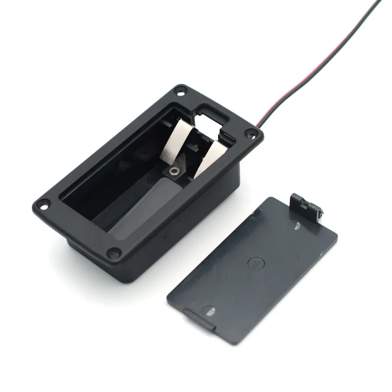 

Коробка для батареек 9В для активного звукоснимателя электрогитары с проводами, отсек для батареек 9В для гитары/бас-гитары с пружинными контактами