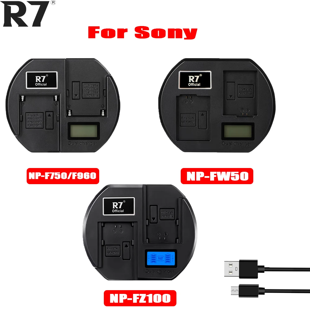 R7 NP-FW50 NP-FZ100 NP-F960 NP-F750 np fw50 np fz100 np f960 f970 np f750 for Sony camera battery charger