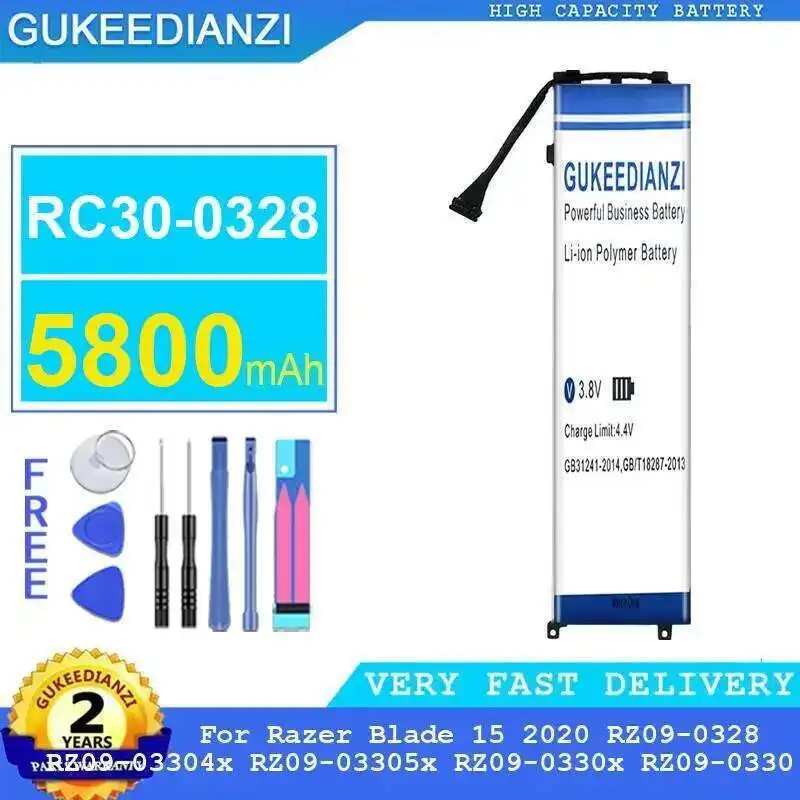 

Laptop Battery RC30-0328 5800Mah For Razer Blade 15 2020 RZ09-0328 RZ09-03304X RZ09-03305X RZ09-0330X RZ09-0330