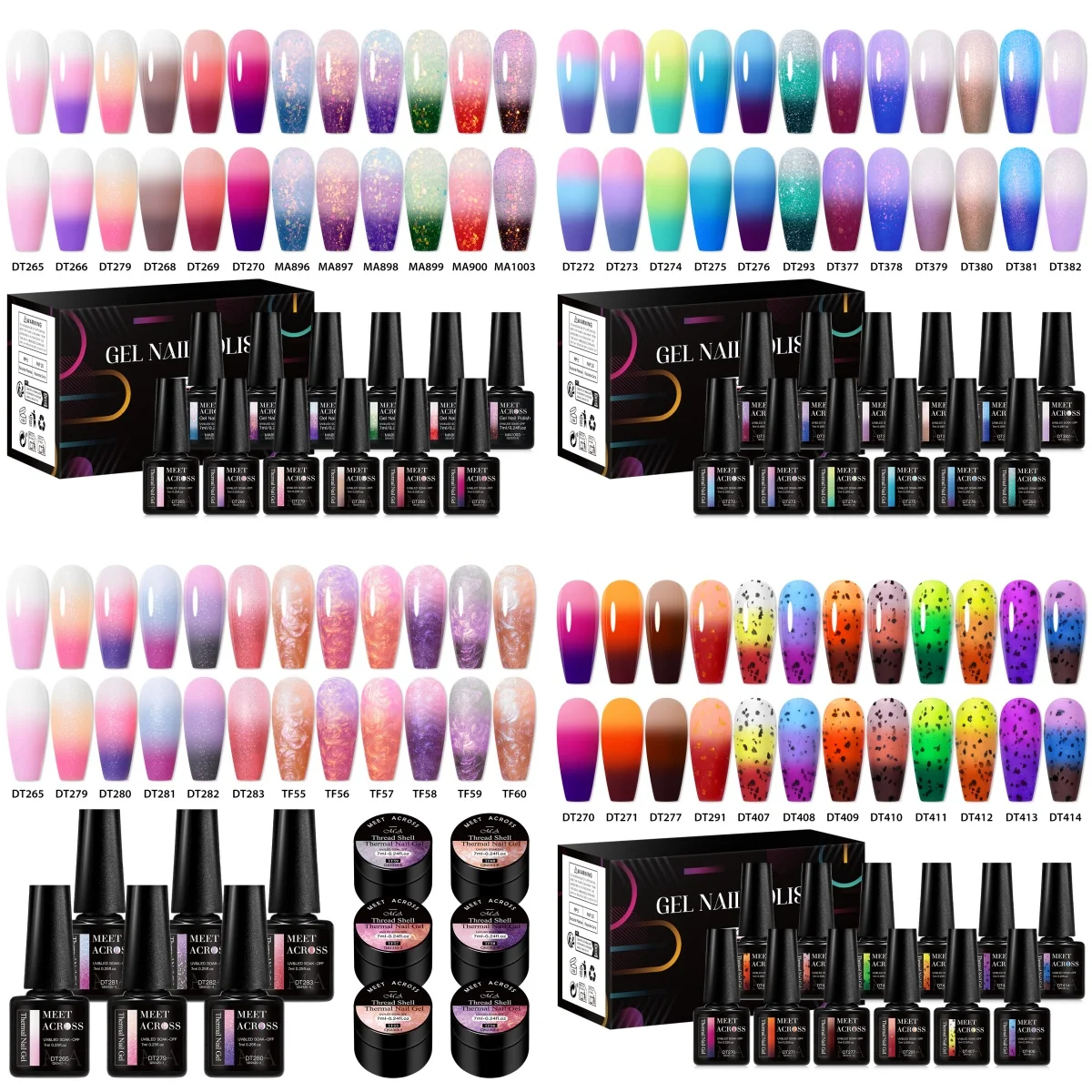 12개입 열변색 젤 네일 폴리쉬 세트 3중 온도변화 UV 젤 세미 퍼머넌트 쏙 오프 바니쉬 네일아트 네일 용품