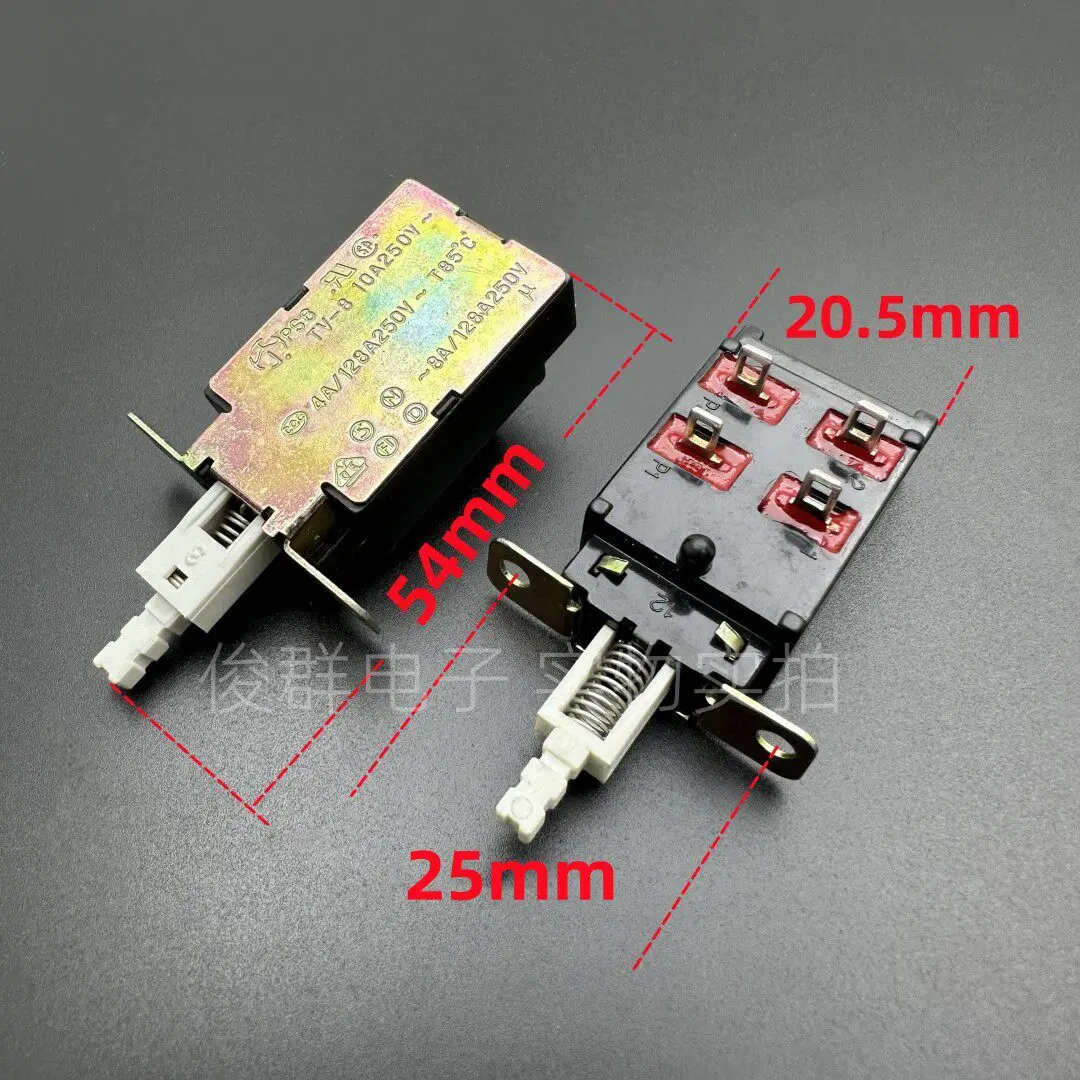5PCS/ PS6 TV-8 self-locking power switch 4-pin 10A250VAC TV button straight key