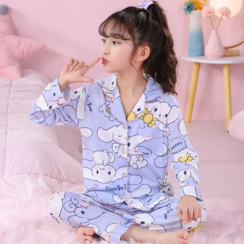 Sanrio Princess Pajamas Spring Casual Two-piece Set Yugui Dog Loungewear Sanrio Loungewear Cute Yugui Dog Girls Pajamas