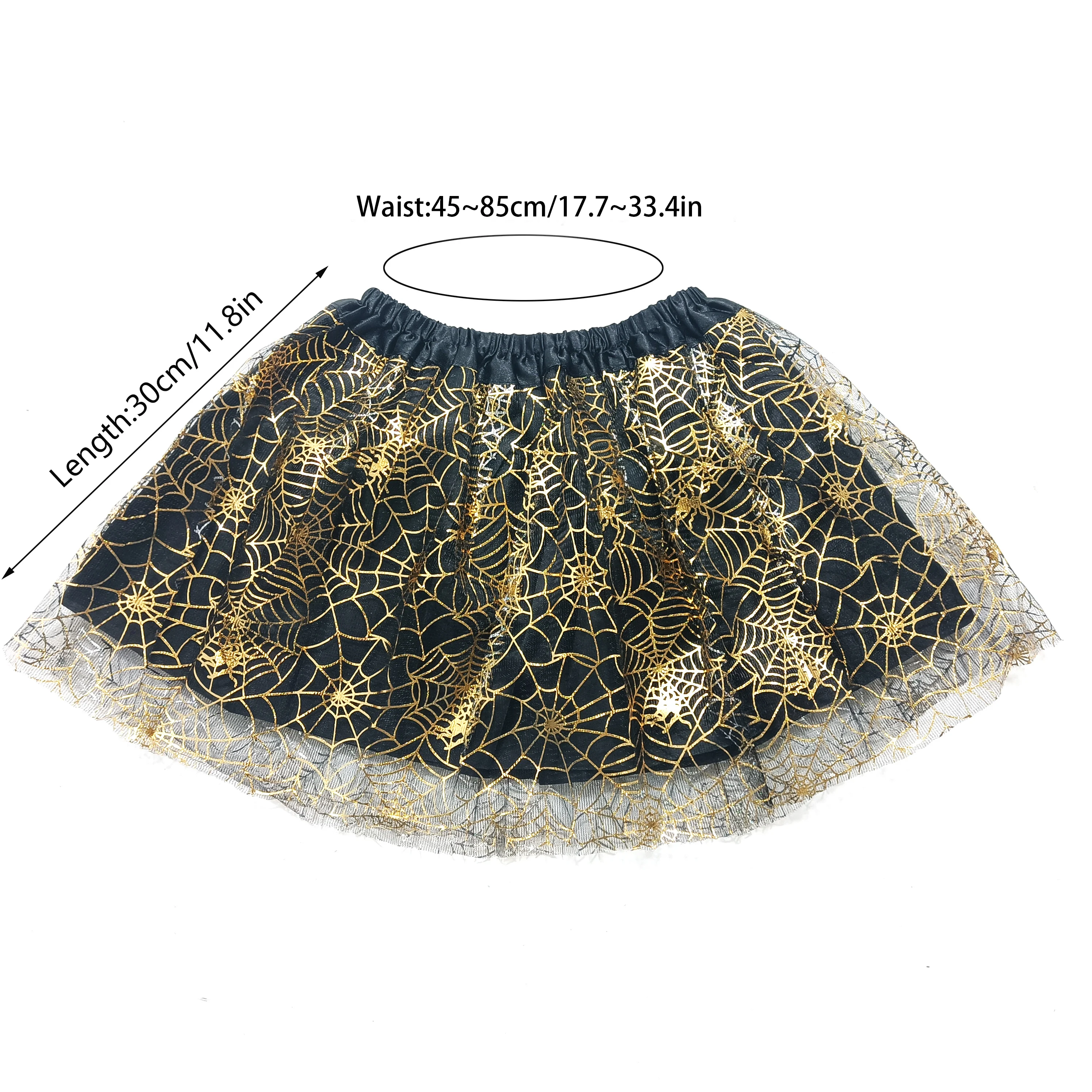 Kids' Halloween Spiderweb Tutu Skirts Set:featuring glittering spiderweb patterns Fluffy tulle comfy fit