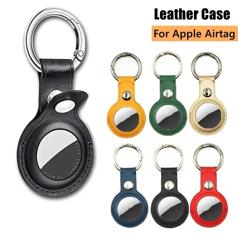 PU Leather Key Hook for Apple AirTag Case Protective Cover Bumper Shell Tracker Accessories Anti-scratch Airtags Key Ring Holder