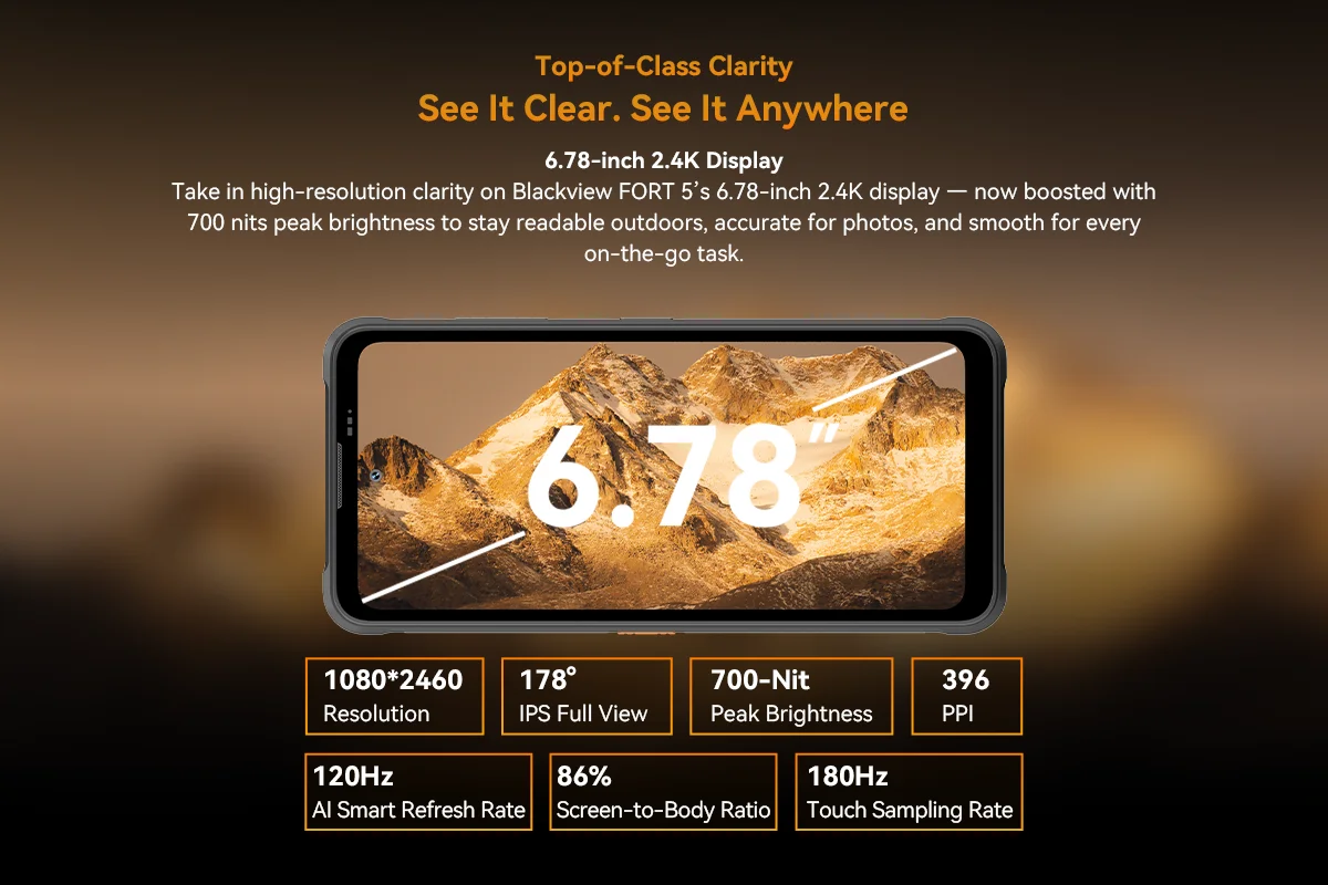 [PL Shipping]Blackview FORT 5 The Lightest Rugged Smartphone Imaging Flagship 108MP Camera, Android 16 OS, 36GB(12+24) RAM +256GB ROM 6.78" HD+ IPS Display, 5000mAh Battery 33W Charging,NFC