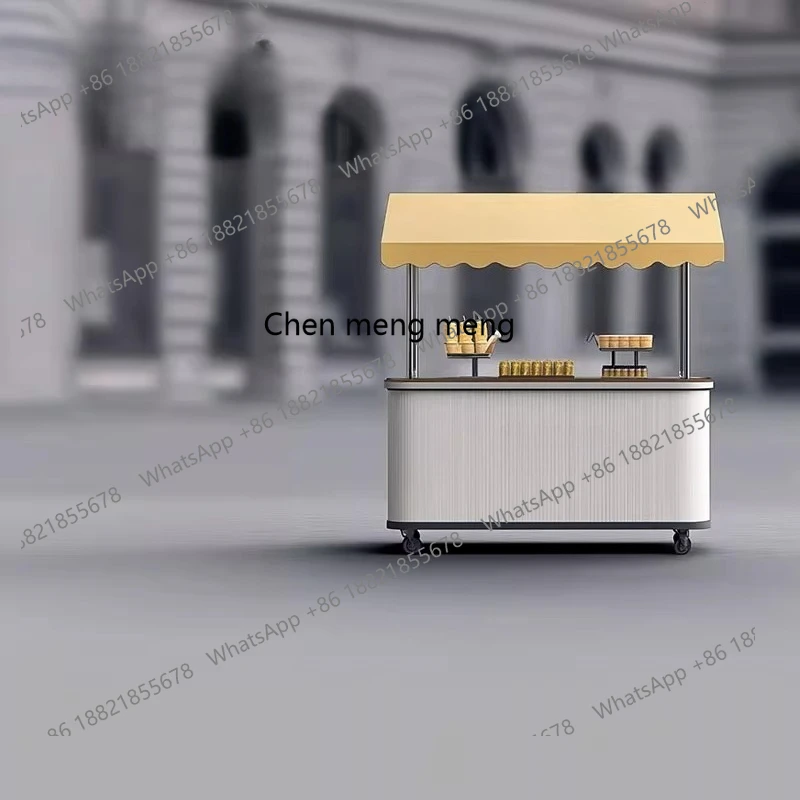 Outdoor commercial street market stall milk tea shop bar counter sales booth cashier wrought iron stall