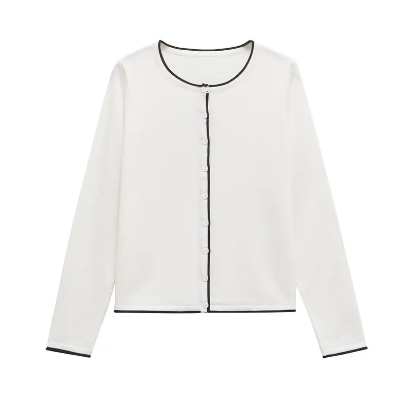 

Spring 2025 Women's Faion Versatile Long Sve round Ne Knitted Jaet Outerwear Commute Sle Regular Length Cardigan