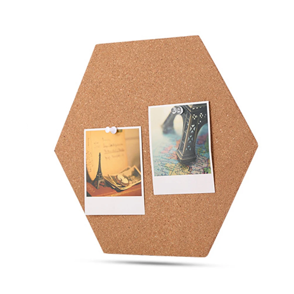 

4pcs Hexagon Cork Boards Photo Wall Message Boards Self-Adhesive Background Bulletin Message Stickers for Home Office (Brown)