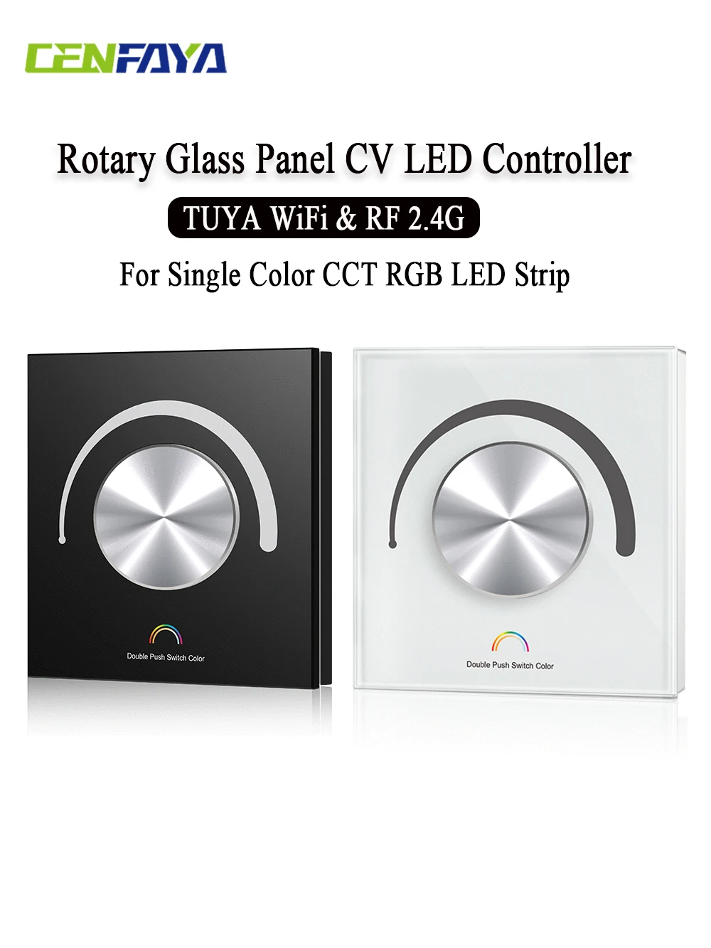 Panneau de verre rotatif, contrôleur LED à tension constante, DC 12V 24V, variateur intelligent, WIFI, application TUYA, contrôle du nuage pour bande LED DIM CCT RGB