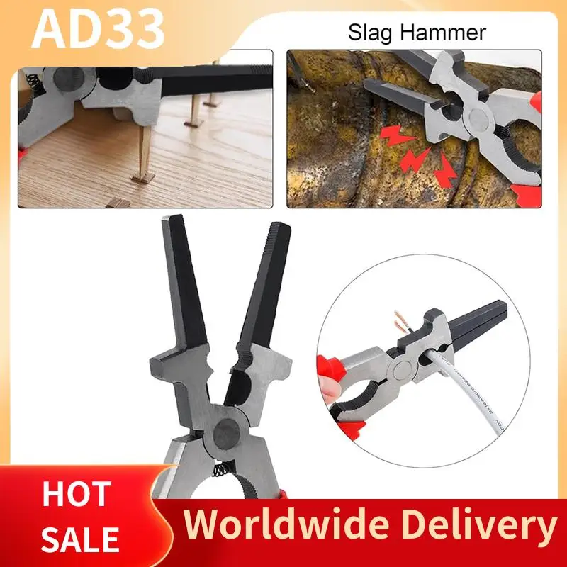 Lightweight 7Pcs Scratch Wire Brush Welding Hammers Slag Removal Tool, Welding Slag Removal Tool Set With Sheet Thickness Gauges