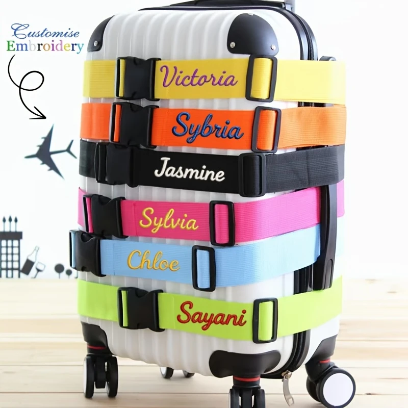 Customized Name Nylon Adjustable Luggage Strap,Minimalist Secure Travel Accessory with Buckle Closure, Practical Gift for Travel
