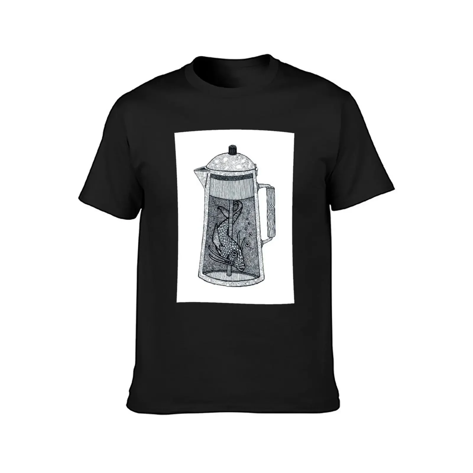 Fish in the percolator Art Print T-Shirt plain cotton graphic tees custom shirt big and tall t shirts for men