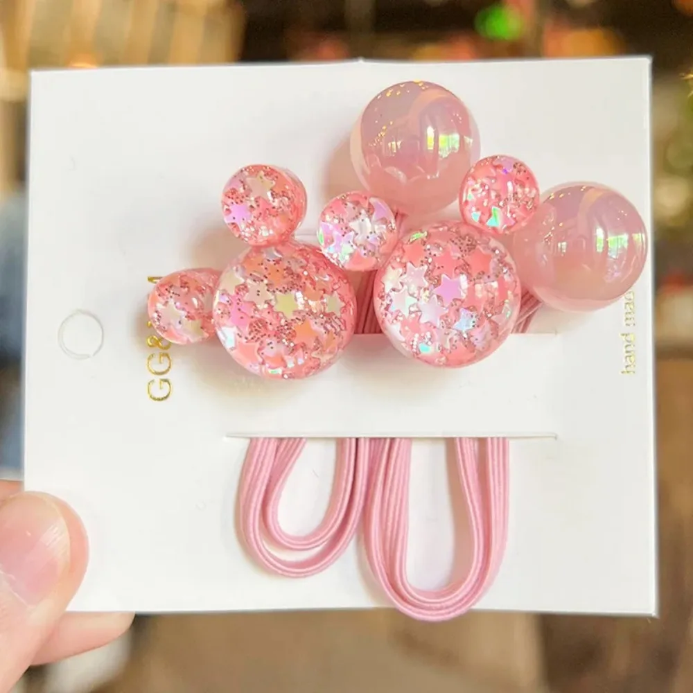 2PCS Cartoon Mouse Head Girls Lovely Elastic Hair Bands Princess Hair Accessories Children Hair Ties Baby Headwear image 3
