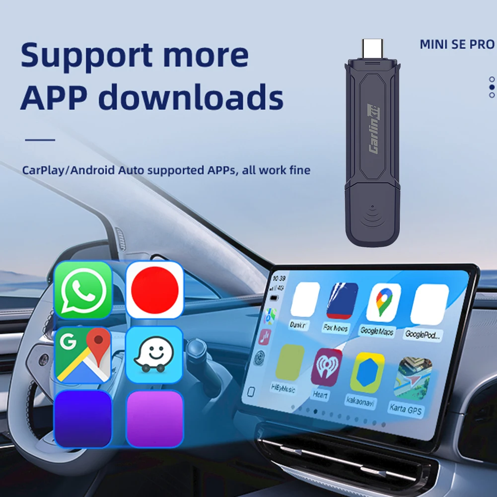 Carlinkit Mini SE Pro Wireless Carplay Android Auto-Adapter für intelligente Autosysteme OTA Upgrade Ble Wifi Wireless Connection