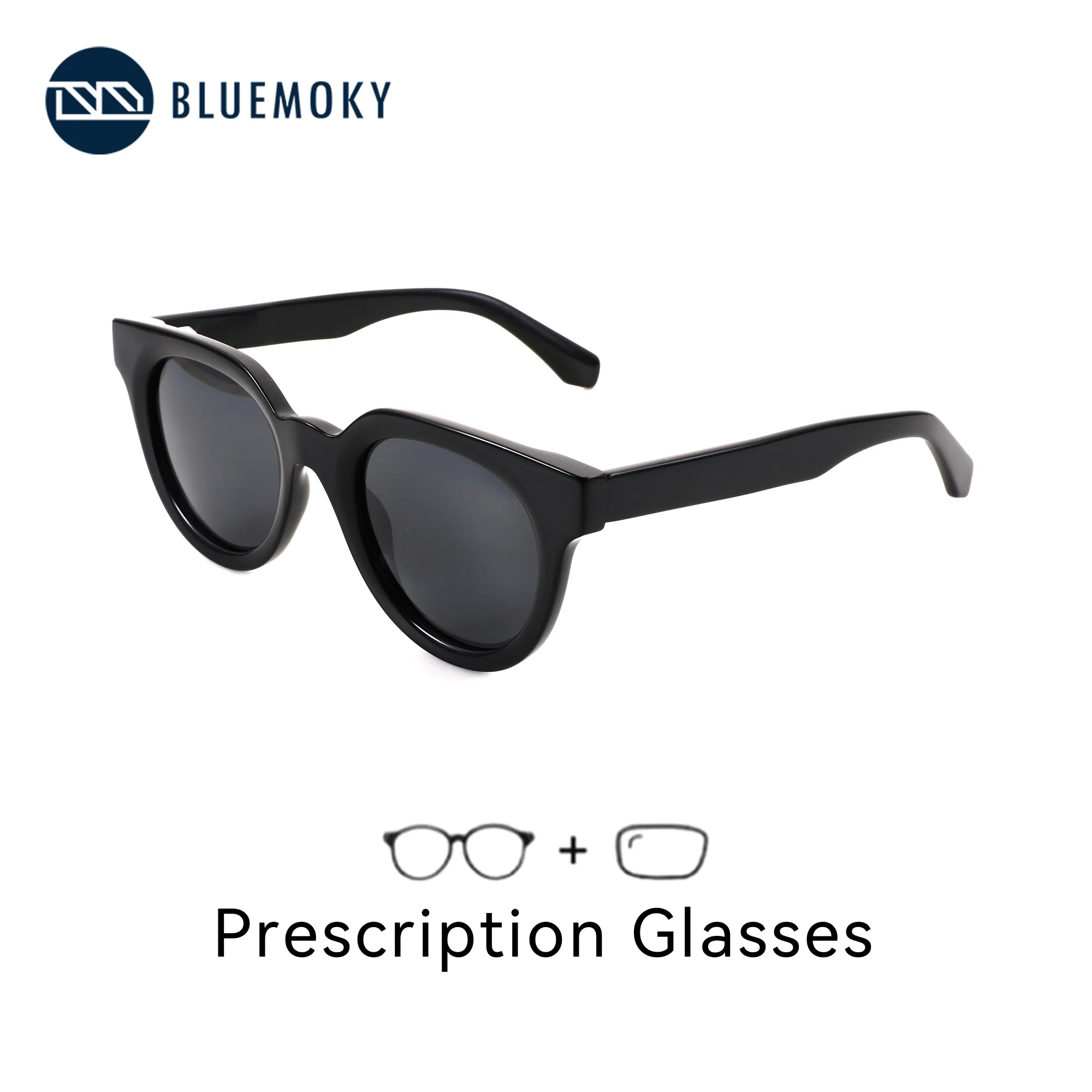 BLUEMOKY L Size Square Acetate Prescription Sunglasses Men Women Polarized UV400 Custom Sun Glasses by Medical Recipe