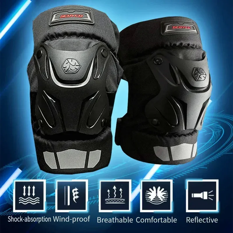 SCOYCO Motorcycle Knee Pads Summer Short Motorbike Riding Protective Gear Anti-Fall Windproof Knee Four Seasons Universal Male