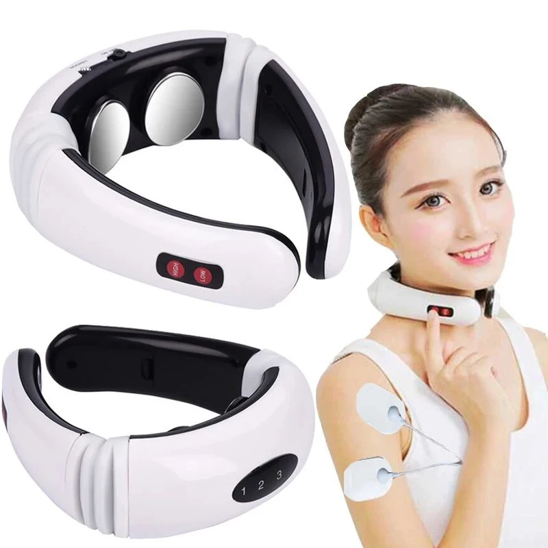 

Hot Sale Portable Intelligent Cervical Spine Massage Vibrating Neck Massager with Massager Pads