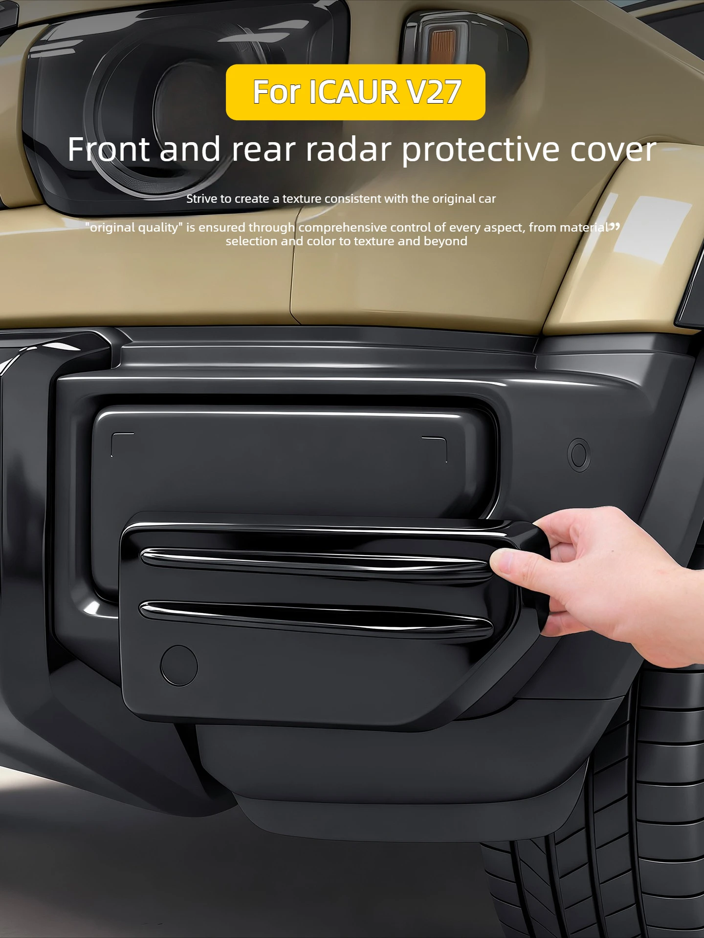 4Pc for ICAUR V27 Black Warrior Radar Protective Cover Front and Rear Bumper Diversion Protective Cover External Car Accessories