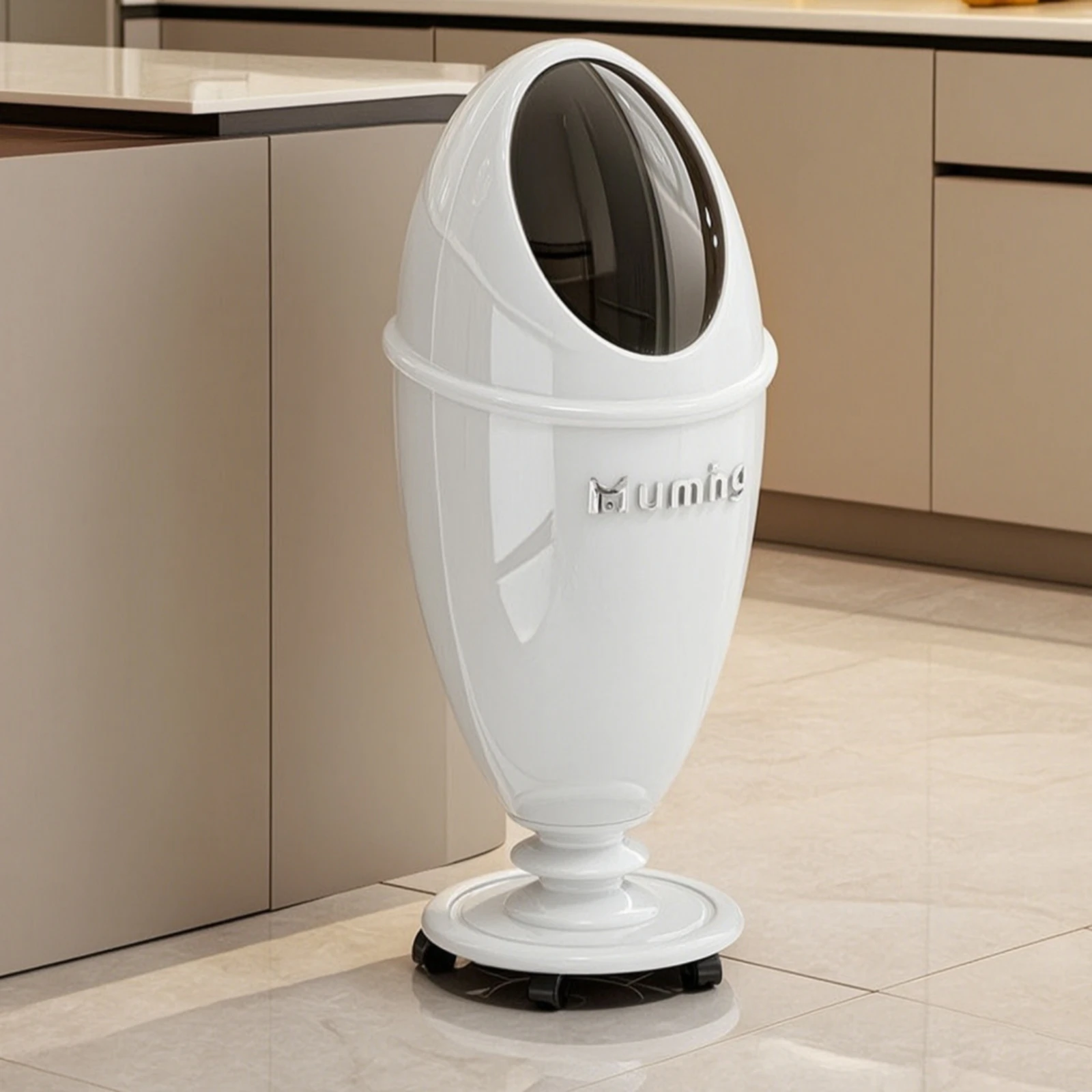 Trash Can with Wheels Plastic Trash Bin with Wheels Mobile Garbage Can Compact Wheeled Wastebasket Sturdy for Kitchen