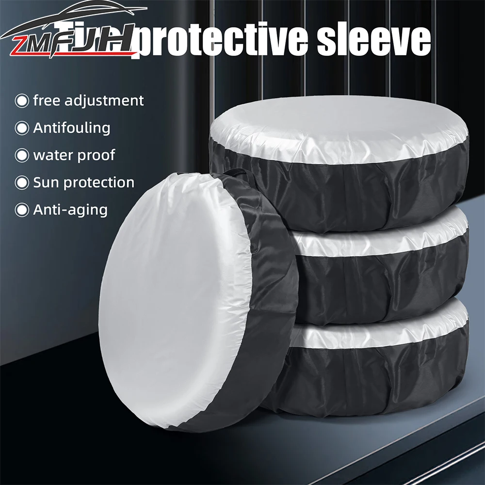 1/2/3/4PCS Car Spare Tire Cover Storage Bags Car Auto Wheel Cover Protector Vehicle Accessories Polyester Tyre Wheel Covers