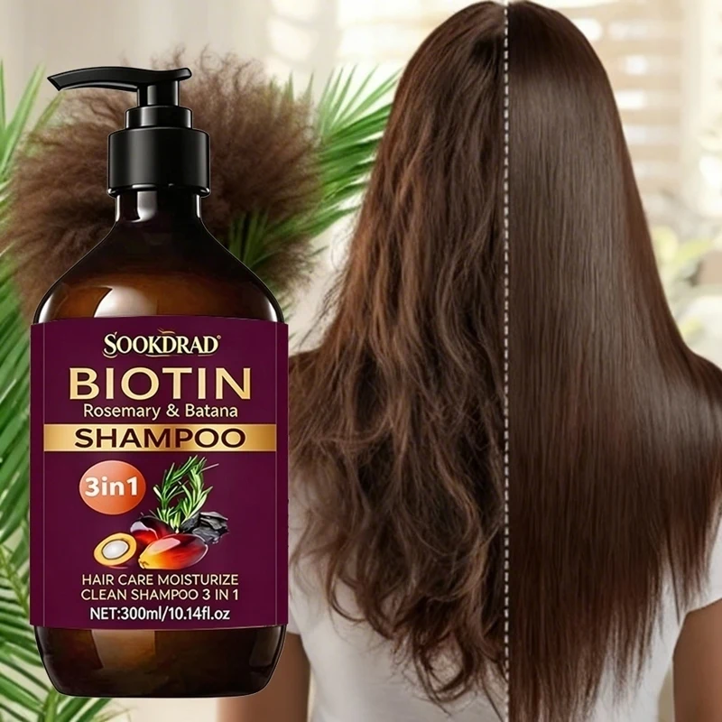 Biotin 3-in-1 Shampoo With Rosemary & Batana, Nourish Scalp, Hydrate Hair, 300ml