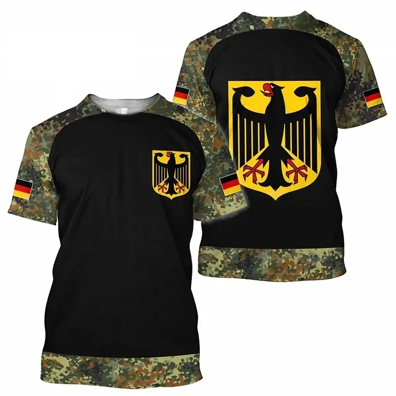 Summer New Men\'s T Shirt 3d Germany Flag Print Round Neck Short Sleeve Street Fashion Pullover Summer Men\'s Handsome Clothing