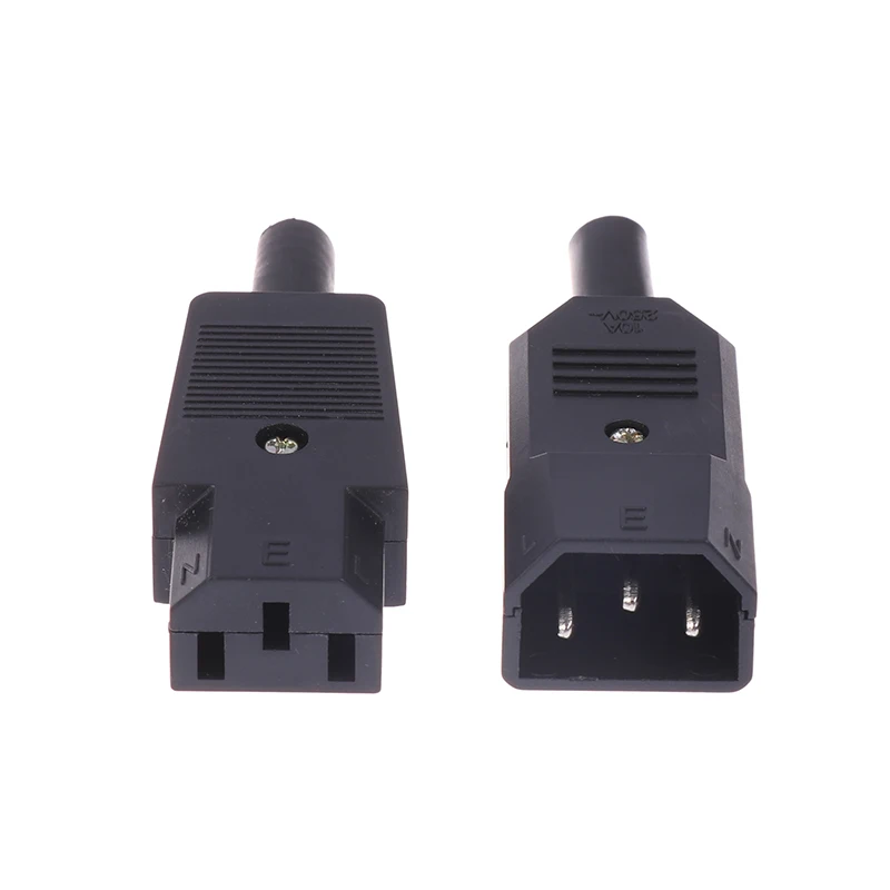 16A 250V Black IEC Straight Cable Plug Connector C13 C14 Female Male Plug Rewirable Power Connector 3 Pin AC Socket