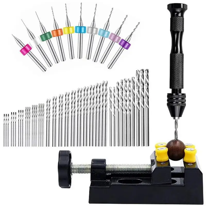 

Pin Drill 60 Pieces Portable Hand Drill Set Miniature Drill Hobby Drill Manual Drill Kit Resin Drill Jewelry Drilling Tool for