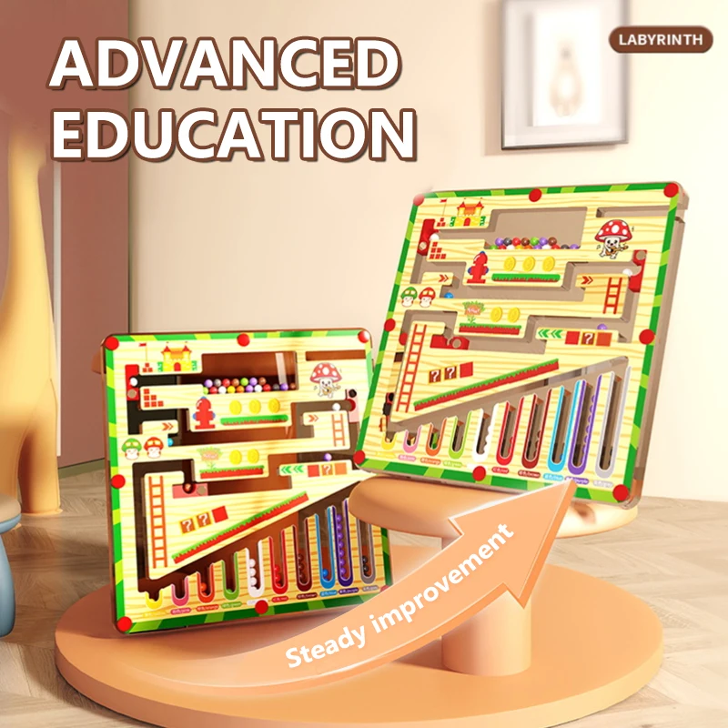 Labirinto de bola magnética para crianças, promove concentração e escrita; Um jogo de quebra-cabeça de educação infantil para crianças de 3 anos.