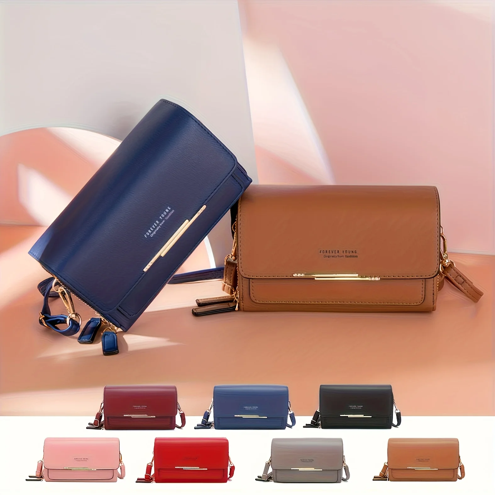 Fashionable Crossbody Bag, Mobile Phone Bag, Card Bag, Wallet, RFID Protective Adjustable Shoulder Strap, Handheld Coin Purse