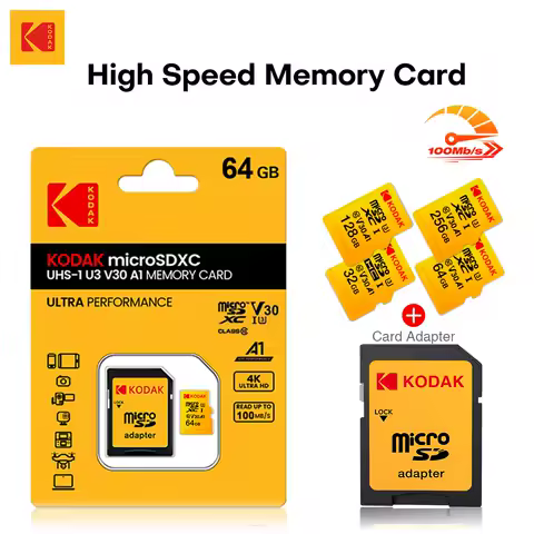 KODAK Original Micro SD Card 32GB 64GB 128GB U3 4K Flash Memory Card 256GB Large Capacity Memory Card For Phone Camera Box TV