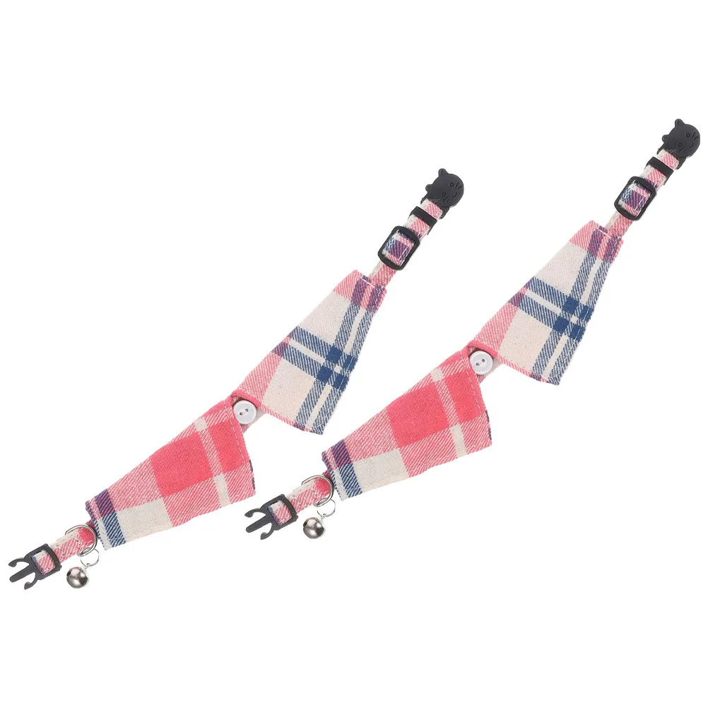 

2 Pcs Pink Adjustable Kitten with Bell Bow Tie Decorative Cat Collar Pet Supplies Dog Collar Lightweight Cloth Material Safe Non