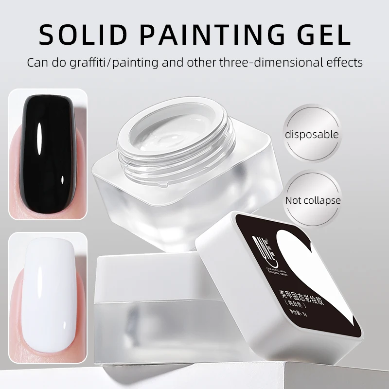 RS NAIL 5g White Black Painting Gel Nail Polish No Wipe Drawing Painting Gel Soak Off UV LED Nail Art Lacquer Varnish Manicure