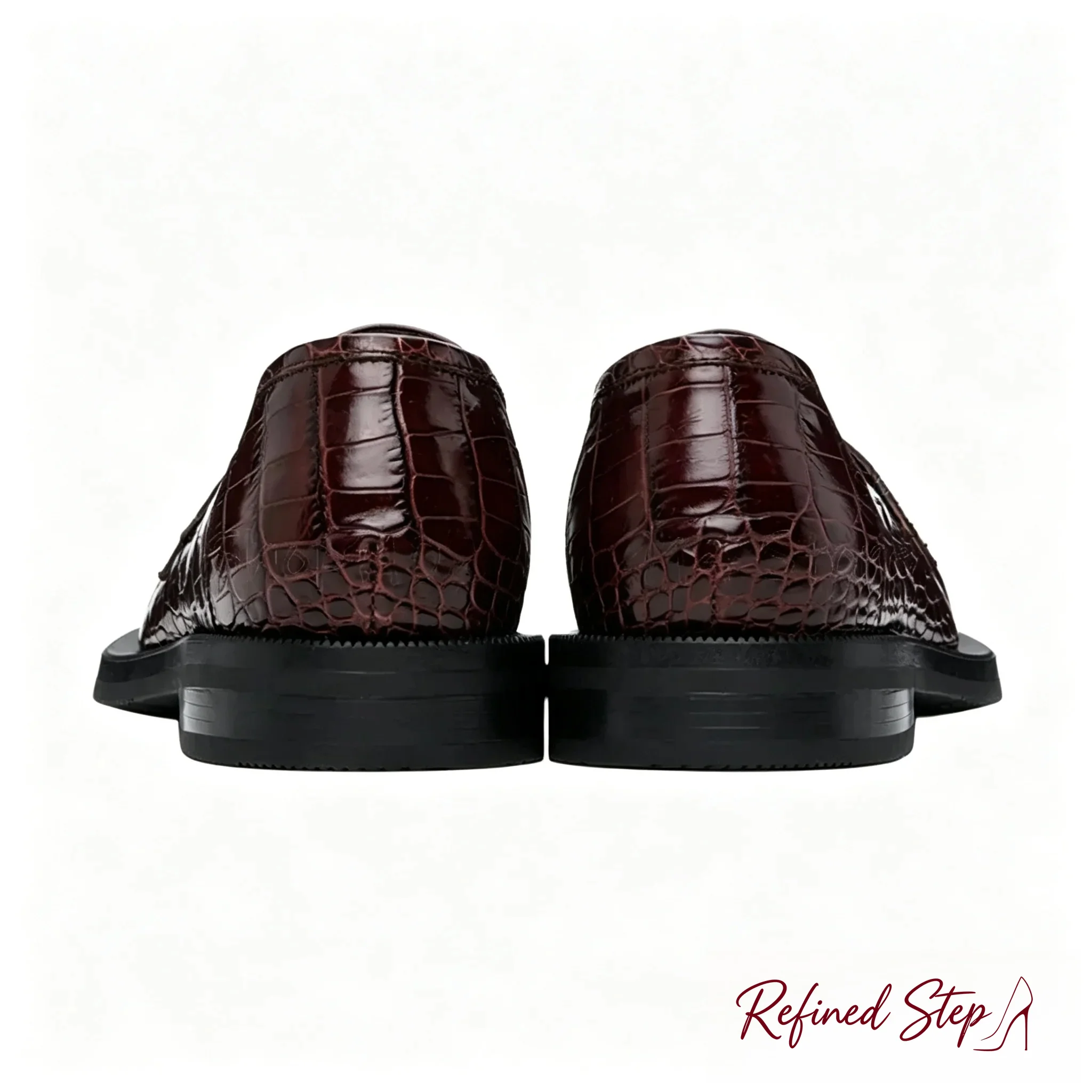 Burgandy Alligator Print Round Toe Men Loafers Fashion Slip On Men Shoes Luxurious Handmade Party Feast Banquet Men Casual Shoes