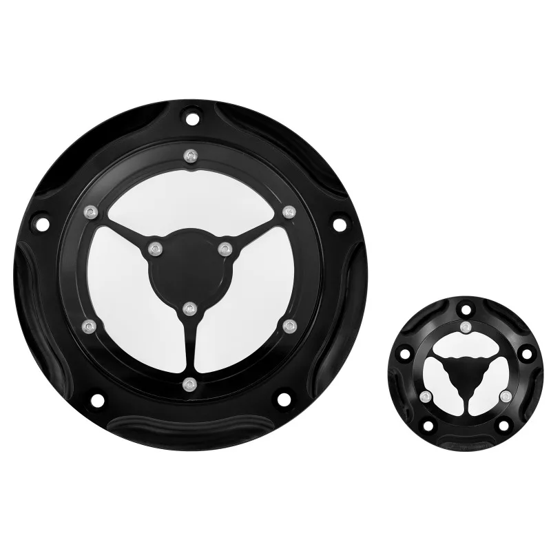 

1-piece set of 5-hole transparent engine clutch edge cover, CNC aluminum base compatible with Harley Davidson soft tail traveler