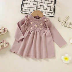 Baby Sweater Dress Knitted Infant Girl Skirt Long Sleeve Autumn Infant Children Clothes Fashion Cute Florals Warm 6-18M Kid Gown