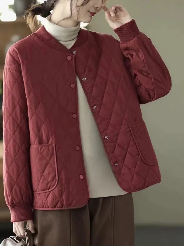 سترة نسائية من القطن الخالص من Jaet كاجوال ort Svel Retro Sle Thiened Long Sve بياقة واقفة سترة قطنية للخريف... #2