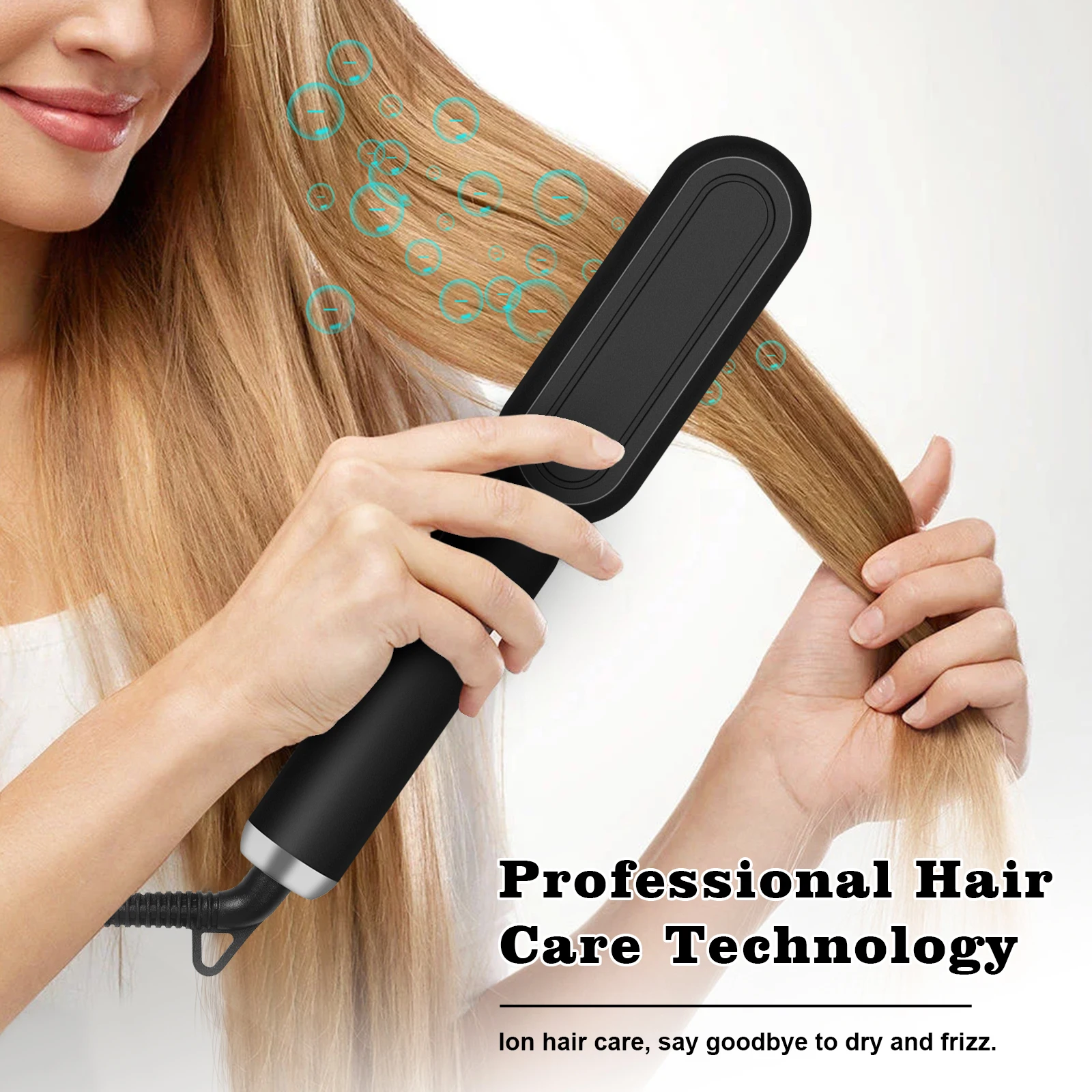 Popular Hair Straightener Brush Wet Dry Use Negative Ion Electric Hot Comb Straightener Banish Frizz Pro Quick Hair Styler Tools