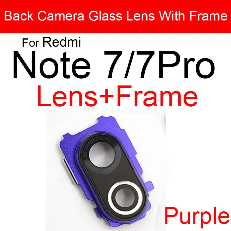 Back Rear Camera Lens Glass Cover For Xiaomi Redmi Note 7 7 Pro Main Big Camera Cover Frame + Sticker Replacement Repair Parts