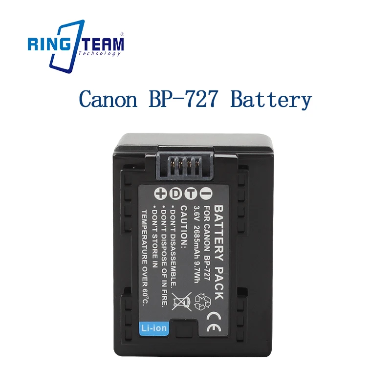 

High-Quality BP-727 Battery - 3.6V No Memory Effect for Canon Vixia HF R40 R60 M500 Cameras