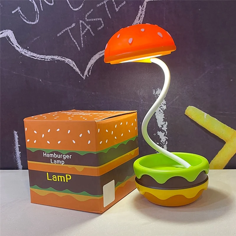 Hamburgo luz noturna do jardim de infância usb toque carregamento mesa luz retrátil regulável 3 modos presente para meninos e meninas durável